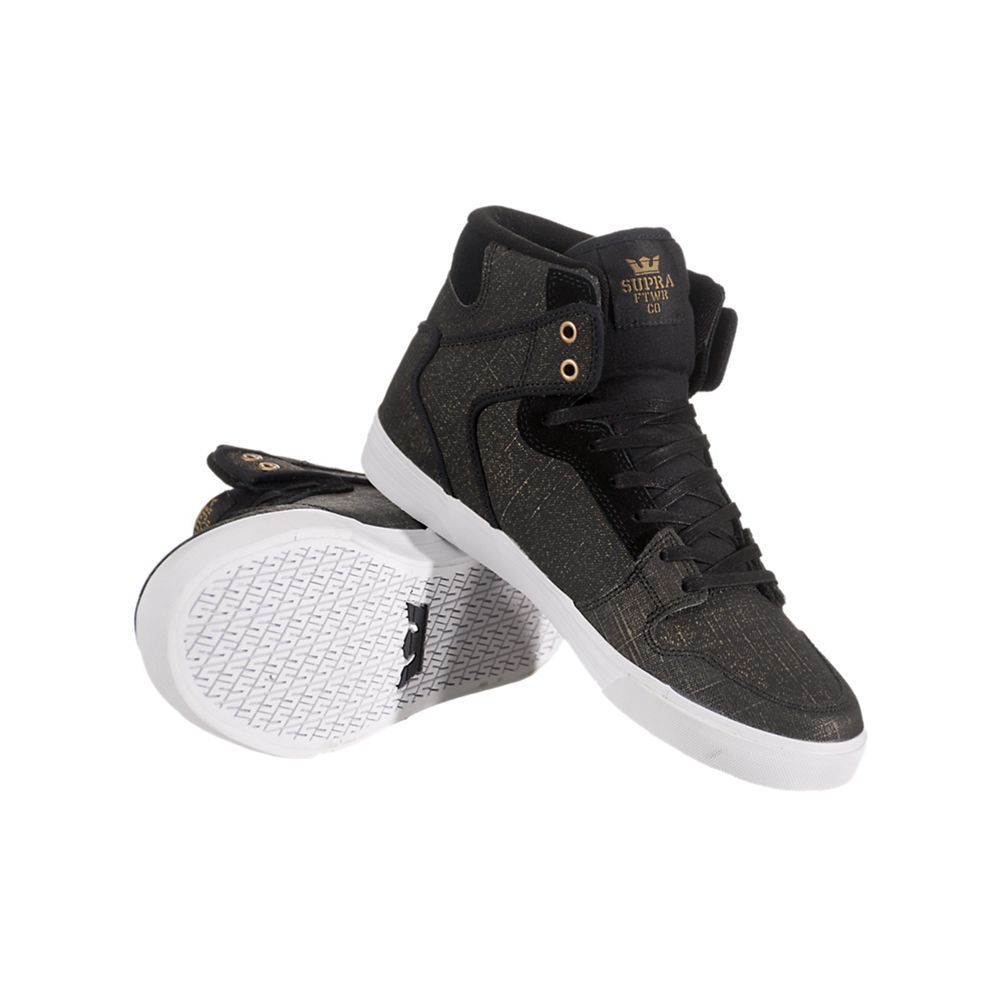 Baskets Montantes Supra Vaider Noir Doré Black/Gold Gunny Homme | JCV-89808079